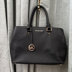 Michael Kors Black Tote with Gold Accents